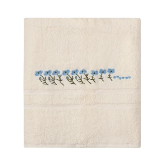 Πετσέτα Σώματος ( 100Cm X 150Cm ) Ivory Με Σιέλ Λουλούδι Silk Fashion