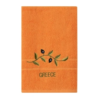 Πετσέτα Σώματος ( 70Cm X 140Cm ) Πορτοκαλί Με Κλαδί Greece Silk Fashion