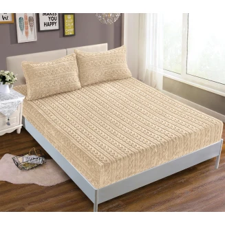 Σεντόνι Σετ Fleece Με Λάστιχο 160x200+30 Silk Fashion Braid Ivory