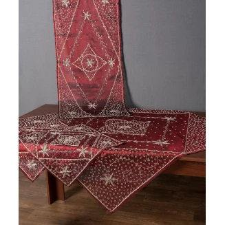 Σετ Κέντημα 4 Τεμαχίων Silk Fashion Ερατώ Μπορντώ