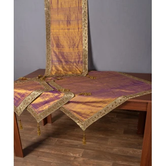 Σετ Κέντημα 4 Τεμαχίων Silk Fashion Αθηνά Χρυσό Μελανζέ