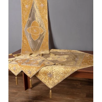 Σετ Κέντημα 4 Τεμαχίων Silk Fashion Ουρανία Χρυσό