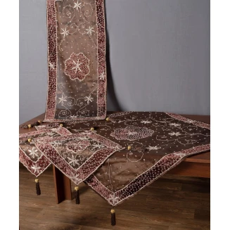 Σετ Κέντημα 4 Τεμαχίων Silk Fashion Ουρανία Καφέ