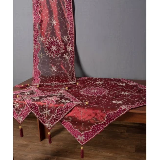 Σετ Κέντημα 4 Τεμαχίων Silk Fashion Ουρανία Μπορντώ