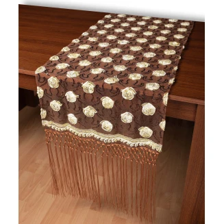 Silk Fashion Τούλινη καρέ τραβέρσα 264-17 (50cm x 200cm) καφέ