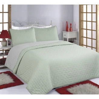 Κουβερλί Σετ Μονό 170x240 Silk Fashion Pon-Pon Mint-Grey