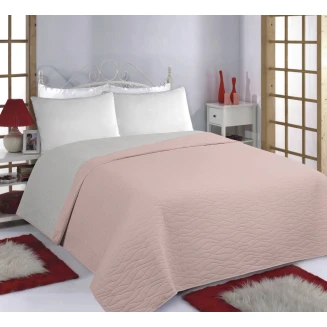Κουβερλί Σετ Yπέρδιπλο 220x240 Silk Fashion Waves Pink-Grey