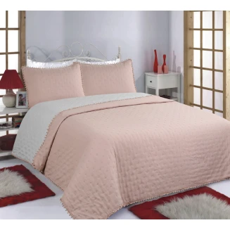 Κουβερλί Σετ Γίγας 240x260 Silk Fashion Pon-Pon Pink-Grey