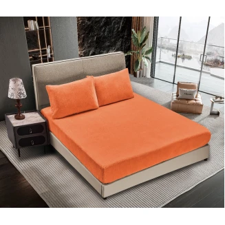 Σεντόνι Σετ Fleece Με Λάστιχο 100x200+30 Silk Fashion Solid Coppertan