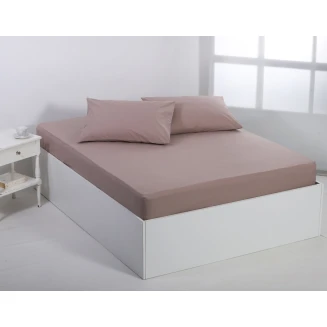 Silk Fashion Βαμβακερό σεντόνι essentials (105cm x 200cm + 35cm) mashroom
