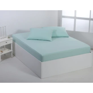 Silk Fashion Βαμβακερό σεντόνι essentials (105cm x 200cm + 35cm) misty jade