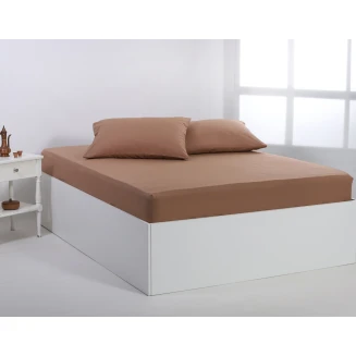 Silk Fashion Βαμβακερό σεντόνι essentials (105cm x 200cm + 35cm) praline