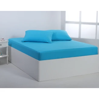 Silk Fashion Βαμβακερό σεντόνι essentials (105cm x 200cm + 35cm) river blue