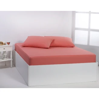 Silk Fashion Βαμβακερό σεντόνι essentials (125cm x 200cm + 35cm) coral almond