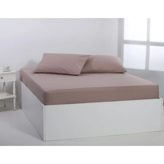 Silk Fashion Βαμβακερό σεντόνι essentials (125cm x 200cm + 35cm) mashroom