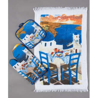 Silk Fashion Σετ 3 τεμαχίων γάντι πιάστρα ποτηρόπανο GREECE1