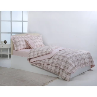 Κουβερλί Υπέρδιπλο 220x240 Silk Fashion Βαμβακερό Καρρώ Ρόζ