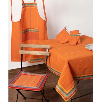 Τραπεζοκαρέ ( 140Cm X 140Cm) Moda Ριγέ Πορτοκαλί Silk Fashion