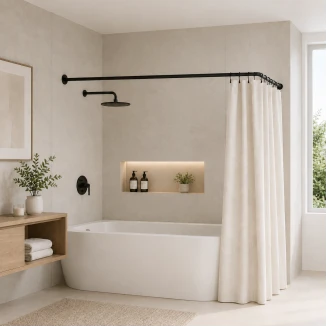 Βραχίονας Μπάνιου Γωνιακός 170x80cm Ø22mm Mrshome Black