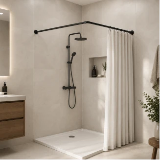 Βραχίονας Μπάνιου Γωνιακός 80x80cm Ø22mm Mrshome Black