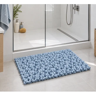 EVORA Χειροποίητο Πατάκι 50x70cm Γαλάζιο C05 Mrshome