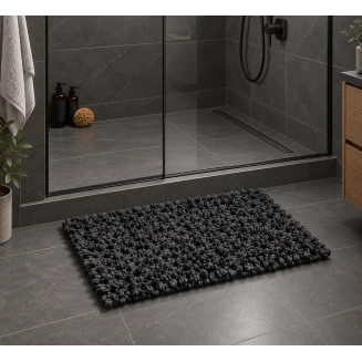 EVORA Χειροποίητο Πατάκι 50x70cm Μαύρο C12 Mrshome