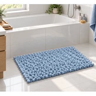 EVORA Χειροποίητο Πατάκι 60x120cm Γαλάζιο C05 Mrshome