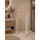 Επιδαπέδια Κρεμάστρα 3 Θέσεων Μεταλλική με Bamboo 45x23x85cm White/Natural MRShome