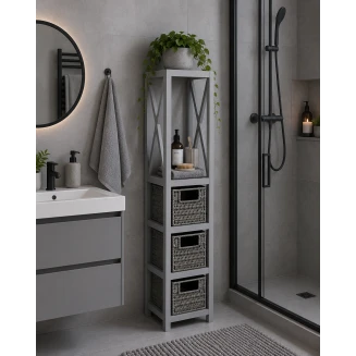 Έπιπλο MDF Με 1 Ράφι και 3 Συρτάρια Γκρί 17x24x82cm MRShome