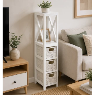 Έπιπλο MDF Με 1 Ράφι και 3 Συρτάρια Λευκό 17x24x82cm MRShome