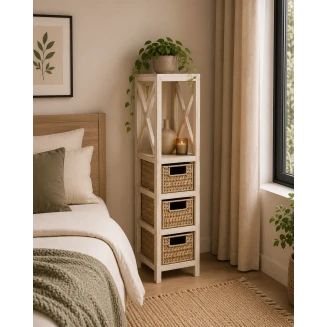 Έπιπλο MDF Με 1 Ράφι και 3 Συρτάρια Μπέζ 17x24x82cm MRShome