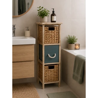 Έπιπλο MDF Με 3 Συρτάρια από Υάκινθο 25x25x77cm Μπεζ-Λαδί MRShome