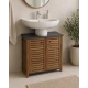 Έπιπλο Νιπτήρα MDF/Ακακία με 2 Ντουλάπια με εσωτερικό Ράφι και Κρεμάστρα στο Πλάι 66x30x70cm MRShome