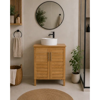 Έπιπλο Νιπτήρα Ξύλινο 60x30x70cm Μπέζ-Καφέ MRShome