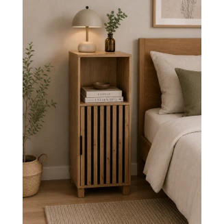 Έπιπλο Ξύλινο Με Ντουλάπι και Ράφι Καφέ 35x30x86cm MRShome