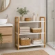 Έπιπλο από Bamboo με 3 Ράφια MDF Καφέ/Λευκό 64x20x53cm MRShome