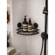 Γωνιακό Ράφι Μπάνιου από Σίδερο και ABS με Βεντούζες 20x20x12.5cm black MRShome