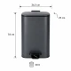 Κάδος Soft Close Μεταλλικός 30L Μαύρος Ματ 36.5x25x54cm MRShome