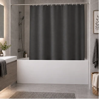Κουρτίνα Μπάνιου 180x180cm Peva Μαύρη Με Μεταξωτή Υφή Mrshome