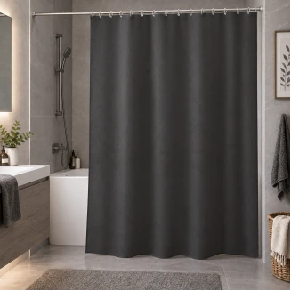 Κουρτίνα Μπάνιου 180x180cm Peva Μαύρη Με Μεταξωτή Υφή Mrshome