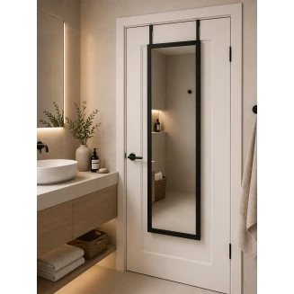 Κρεμαστός Καθρέπτης Για Πόρτα Από MDF 34x94cm Black MRShome