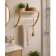 Κρεμάστρα Τοίχου με Ράφι Bamboo 45x20x34cm Μπεζ/Λευκή MRShome
