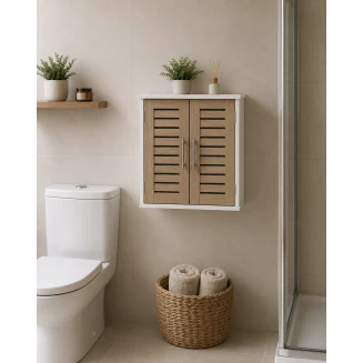 Ντουλάπι Τοίχου MDF Λευκό-Καφέ 52x22x55cm MRShome