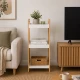Ραφιέρα 3 θέσεων Bamboo/MDF Μπεζ/Λευκό 33x33x80cm MRShome