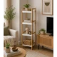 Ραφιέρα 4 θέσεων Bamboo/MDF Μπεζ/Λευκή 34x33x110cm MRShome
