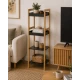 Ραφιέρα 4 θέσεων Bamboo/MDF Μπεζ/Μαύρη 34x33x110cm MRShome