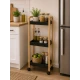 Ραφιέρα Bamboo/MDF με 3 Ράφια Φυσική/Μαύρη με Ροδάκια 28.5x21x79cm MRShome