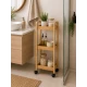 Ραφιέρα Bamboo/MDF με 3 Ράφια Φυσική με Ροδάκια 28.5x21x79cm MRShome