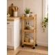 Ραφιέρα Bamboo/MDF με 3 Ράφια Φυσική με Ροδάκια 28.5x21x79cm MRShome