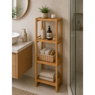 Ραφιέρα Από Bamboo Με 4 Ράφια Καφέ 33x20x100cm MRShome